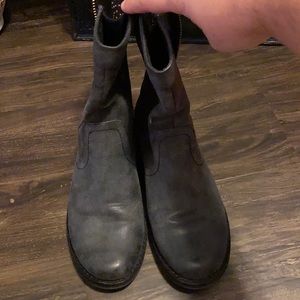 Black and gray mid calf boots in size 6